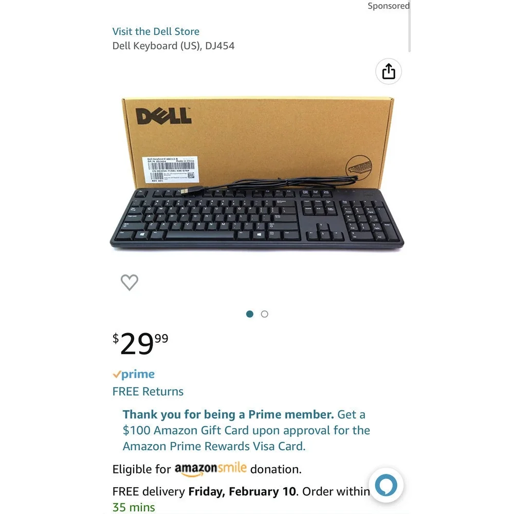 NEW Genuine DELL KB212-B 0DJ454 104-Key USB Quiet Computer Keyboard (Black) NIB